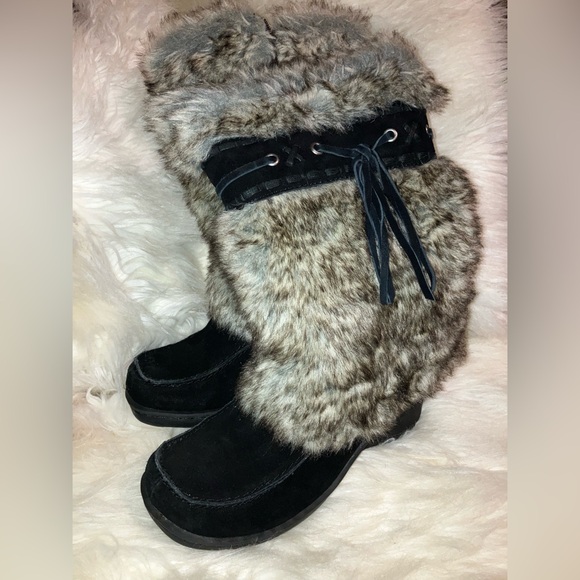 Suede Faux fur NATURALIZER womens wedge mid calf boots - Picture 4 of 15